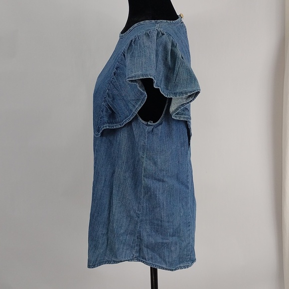 Draper James Chambray Flutter Sleeve Top - Picture 7 of 10